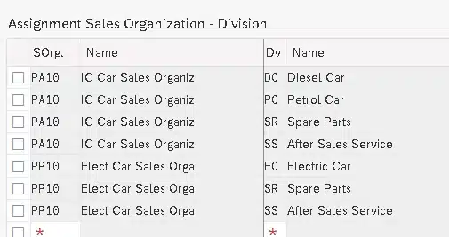 Picture - Assignment of Division to Sales Organization