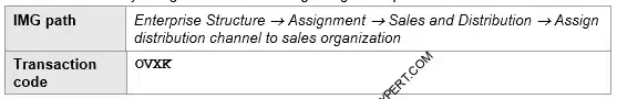 Picture - Path to Assign Distribution Channel to Sales Organization
