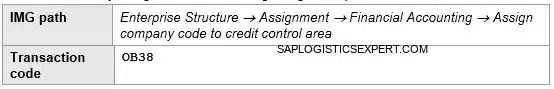 Picture - Path to assign Company Codes to a Credit Control Area