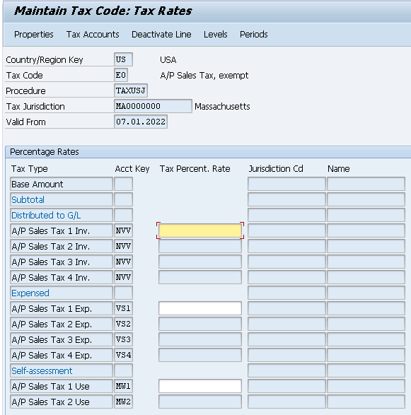 tax code assignment in sap mm