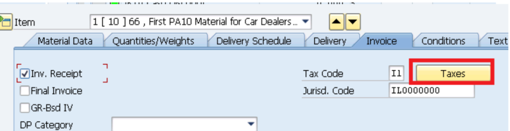 tax code assignment in sap mm