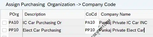 Picture : Assign Purchase Org to Company Code