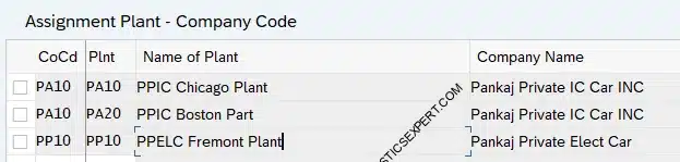Picture : Assignment of Plants to Company Code